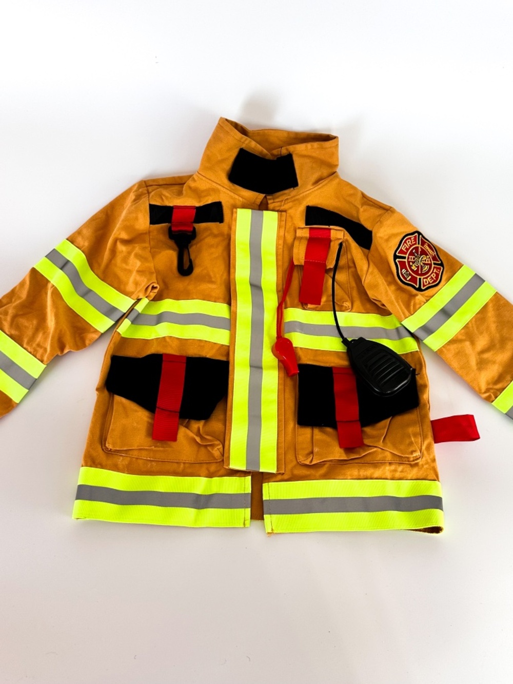 Teetot & Co Child Fireman Costume Top Radio Whistle Child Size 3-4